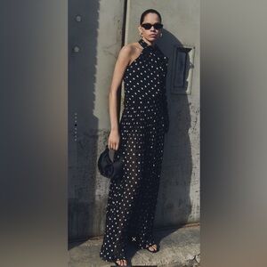 NWOT Mango black and white Polka Dot Pleated Pants